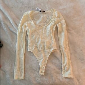 S/M Forever 21 Ivory Floral Lace Bodysuit NWOT